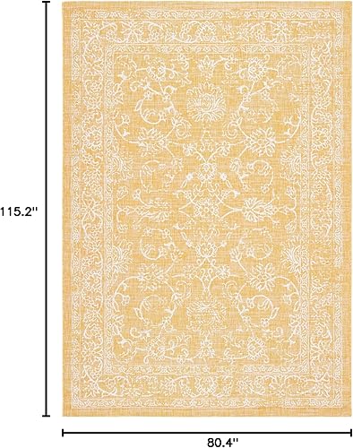 Miniatura 2 de SAFAVIEH Courtyard Collection CY8680 - Tapete de 6 pies 7 pulgadas x 9 pies 6 pulgadas, color doradomarfil para interiores y exteriores,