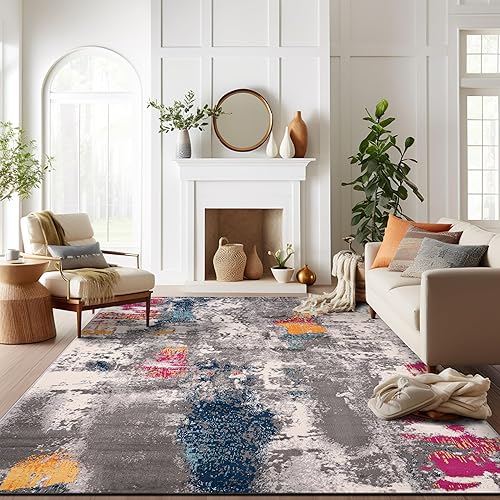 Miniatura 10 de Rugshop Cardiff - Alfombra abstracta contemporánea, resistente a las manchas, suave, 2 x 3 pies, multicolor