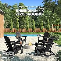 Vista 2 de THOEOE Juego de 2 Sillas Adirondack Plegables, Silla de Patio Exterior de HDPE para Todo Clima con Portavasos, Negro