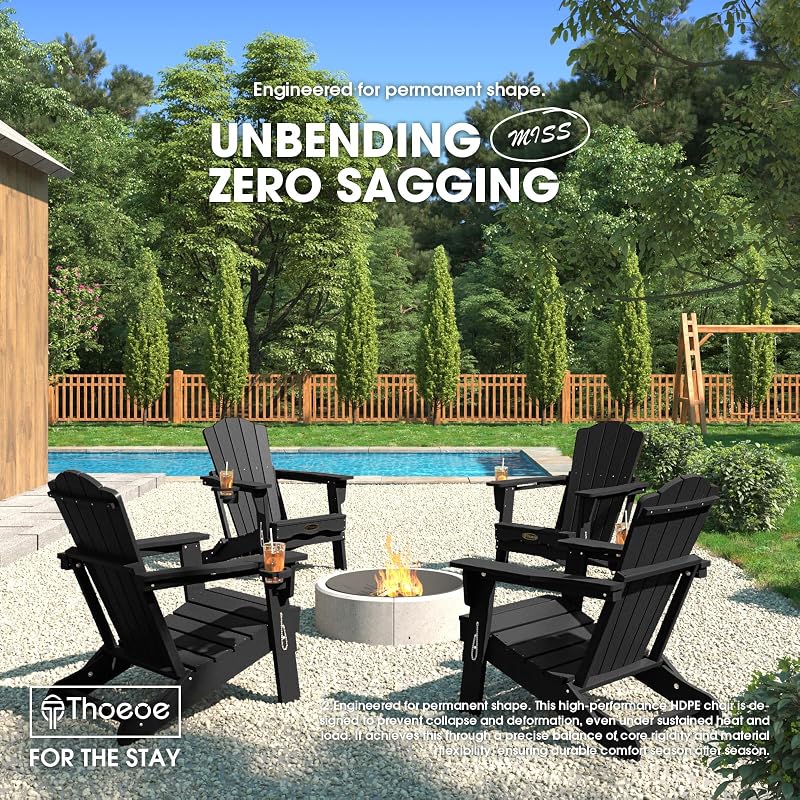 THOEOE Folding Adirondack Chair, HDPE All-Weather Outdoor Chair image 2
