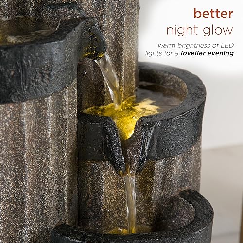 Miniatura 6 de Alpine Corporation Decoración de fuente de mesa en cascada de 14 pulgadas de alto con luces LED, gris