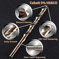 Vista 16 de Broca de cobalto de 3/16 pulgadas, brocas de metal HSS M35 para acero, acero inoxidable, hierro fundido, plástico duro y madera (20 unidades)
