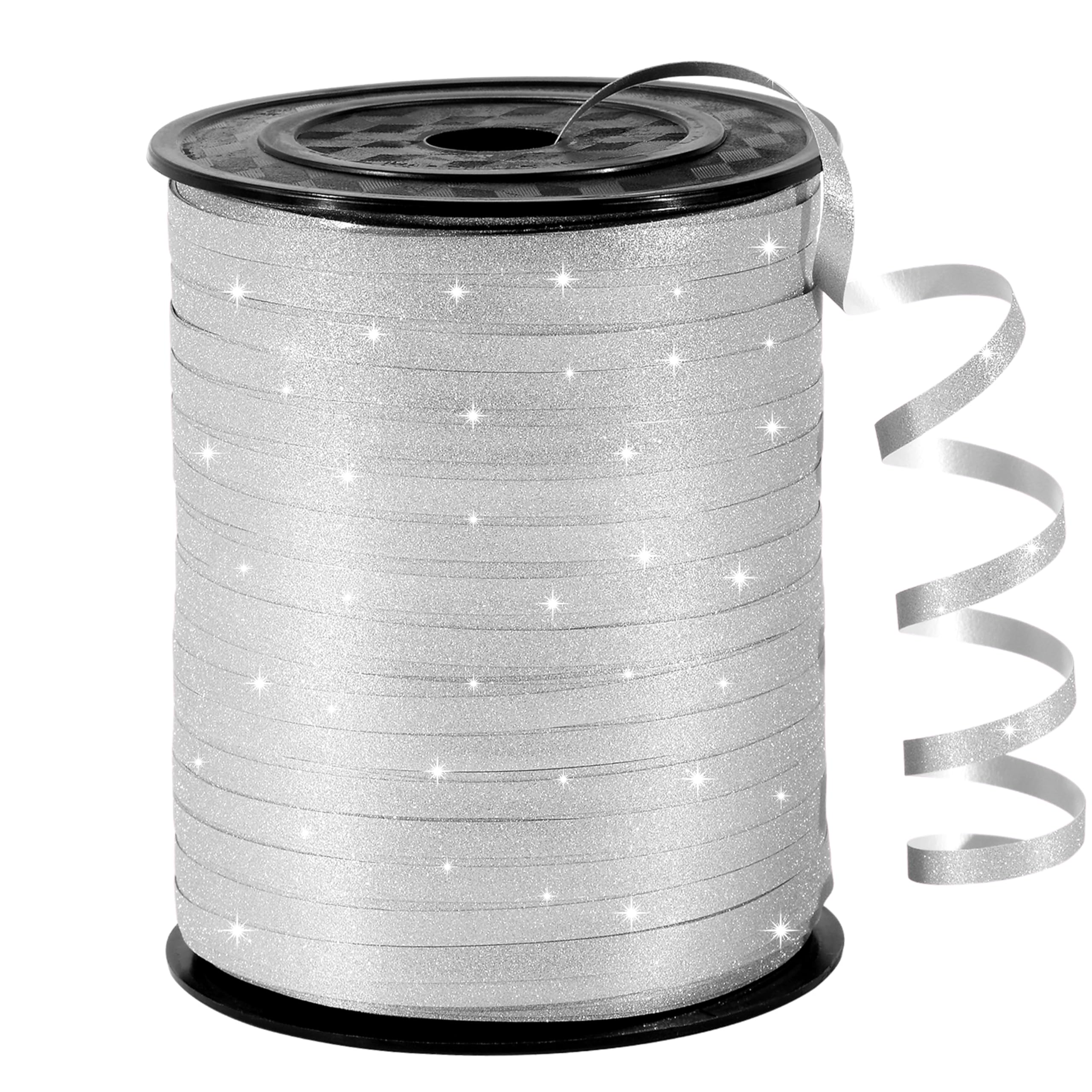 sxvblly 500 Yards Silver Curling Ribbon Glitter Balloon String Ribbon for Gift Wrapping Birthday Party Florist Supplies Festive Crafts Wedding Decorations