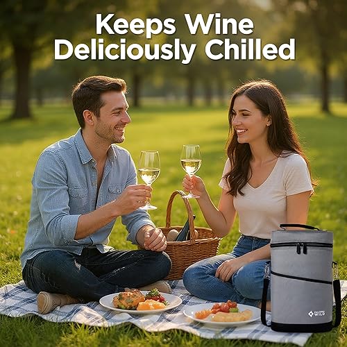 Miniatura 2 de Bolsa enfriadora de vino más dos fundas para enfriar  Capacidad para 2 botellas  Mantiene las bebidas frías durante horas  Se adapta a botellas