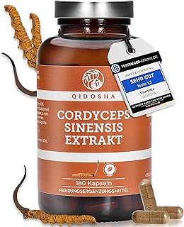 QIDOSHA® Cordyceps sinensis 15:1 Extrakt Kapseln, TESTSIEGER 02/2023*, 180 Stk, 2000mg Raupenpilz (CS-4) Extrakt pro Tagesdosis, 500mg je Kapsel, laborgeprueft, Cordyceps Kapseln hochdosiert