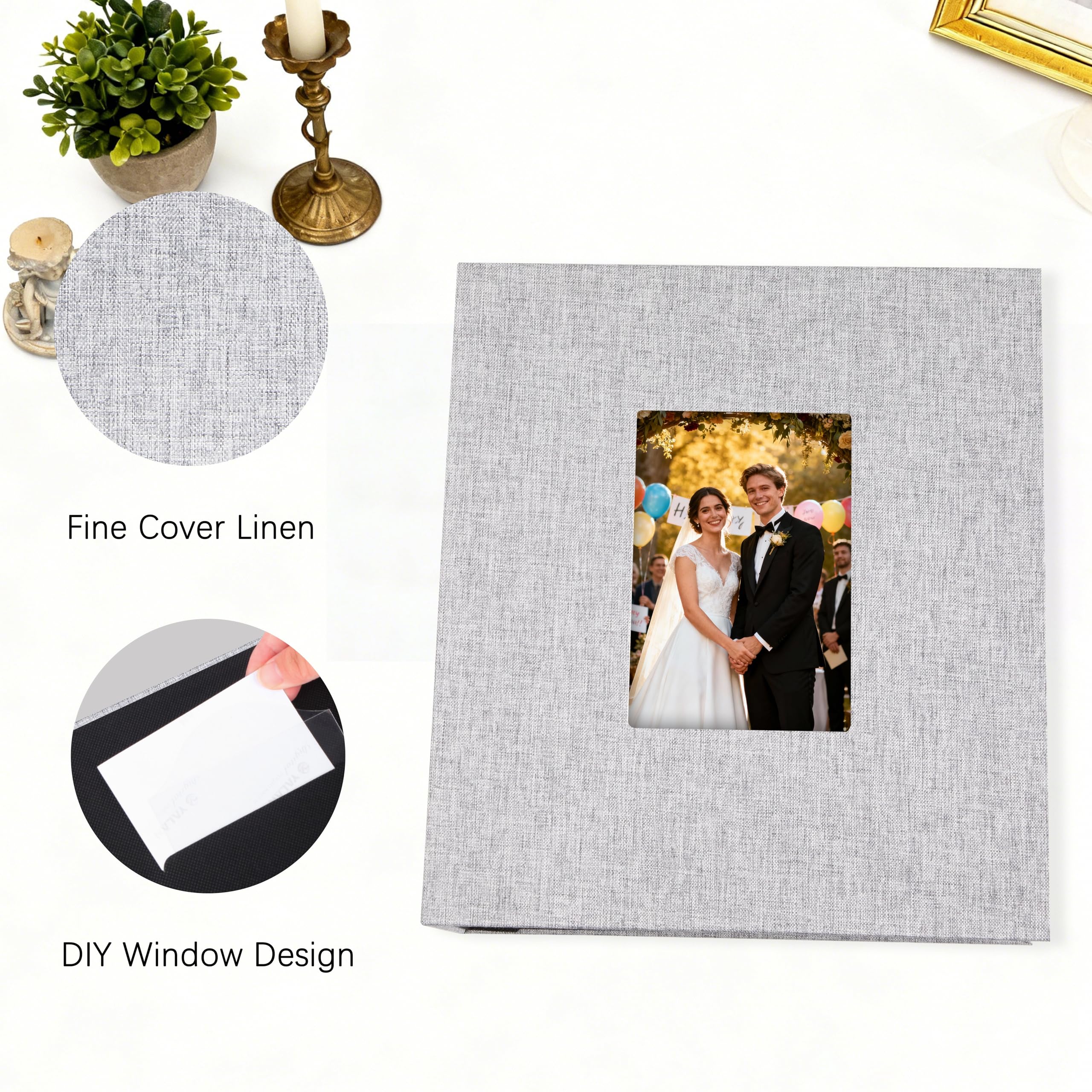 Aevdor Álbum de fotos de 320 bolsillos de 5 x 7 pulgadas, capacidad extragrande, cubierta de lino, álbumes de fotos familiares de boda, con capacidad para 320 fotos, libro de álbumes para bebés