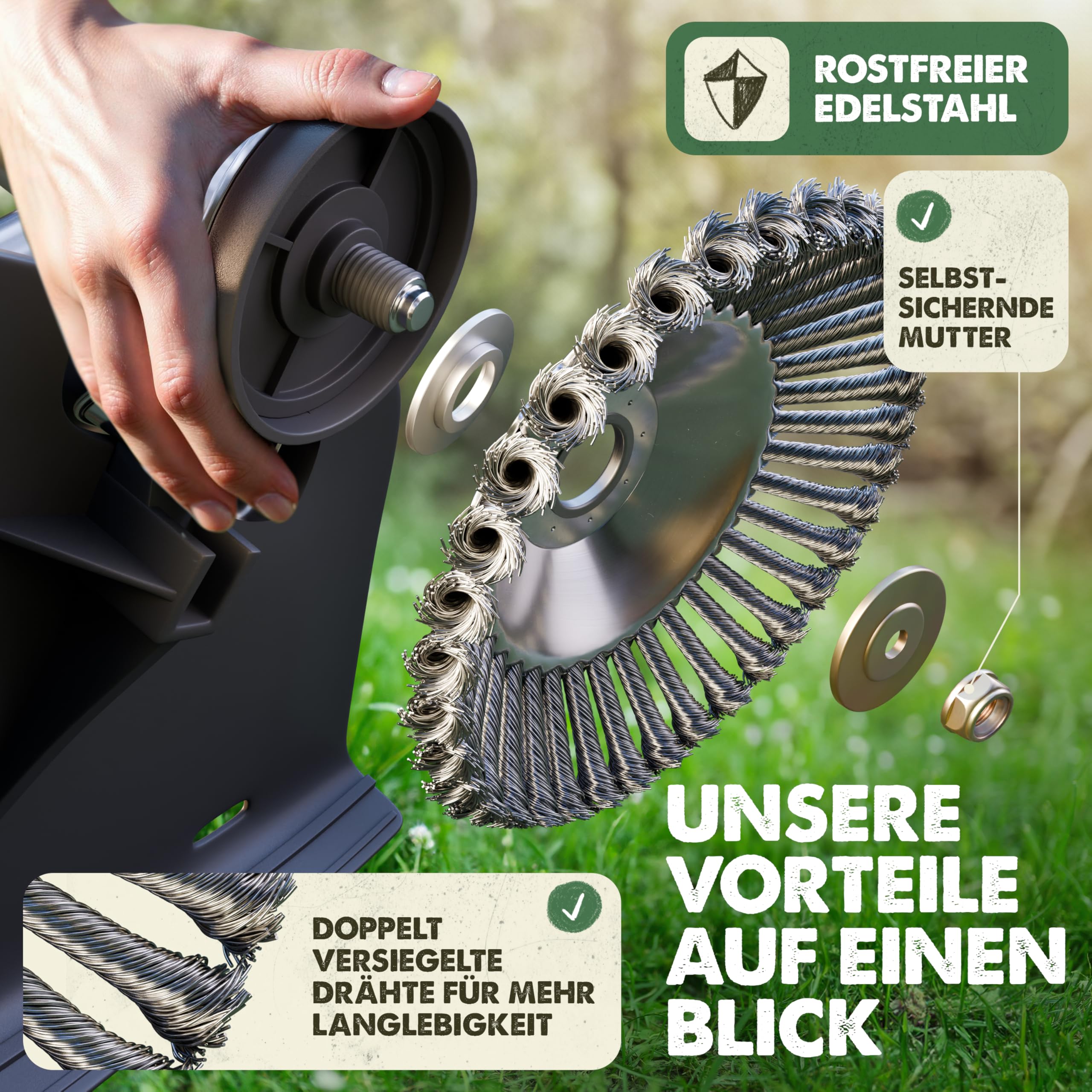 Unkrautbürste für Freischneider & Motorsense - Fugenreiniger, Unkraut Entferner Gerät, Fugenreiniger Garten, Fugenbürste Elektrisch, Freischneider Zubehör