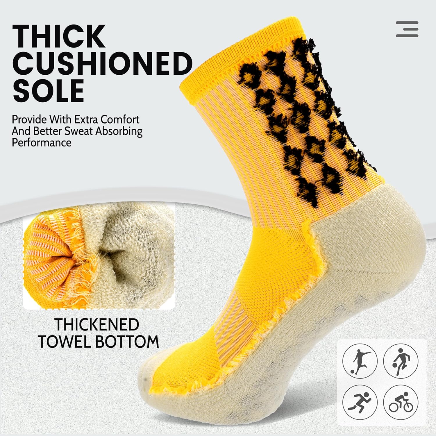 2/4 Pairs Grip Soccer Socks for Men Women Cushioned Non Slip Football Basketball Athletic Sports Socks - Image 5