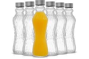 JoyJolt 18oz Glass Water Bottles Set: Reusable Juice & Beverage Containers