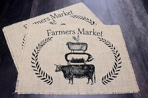 Miniatura 4 de Farmers Market burlap placemats - set of two