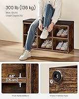 Vista 4 de VASAGLE Shoe Bench with Cushion, Shoe Storage Bench with 6 Compartments and 3 Adjustable Shelves, Entryway Bench with Padded Seat, for Bedroom