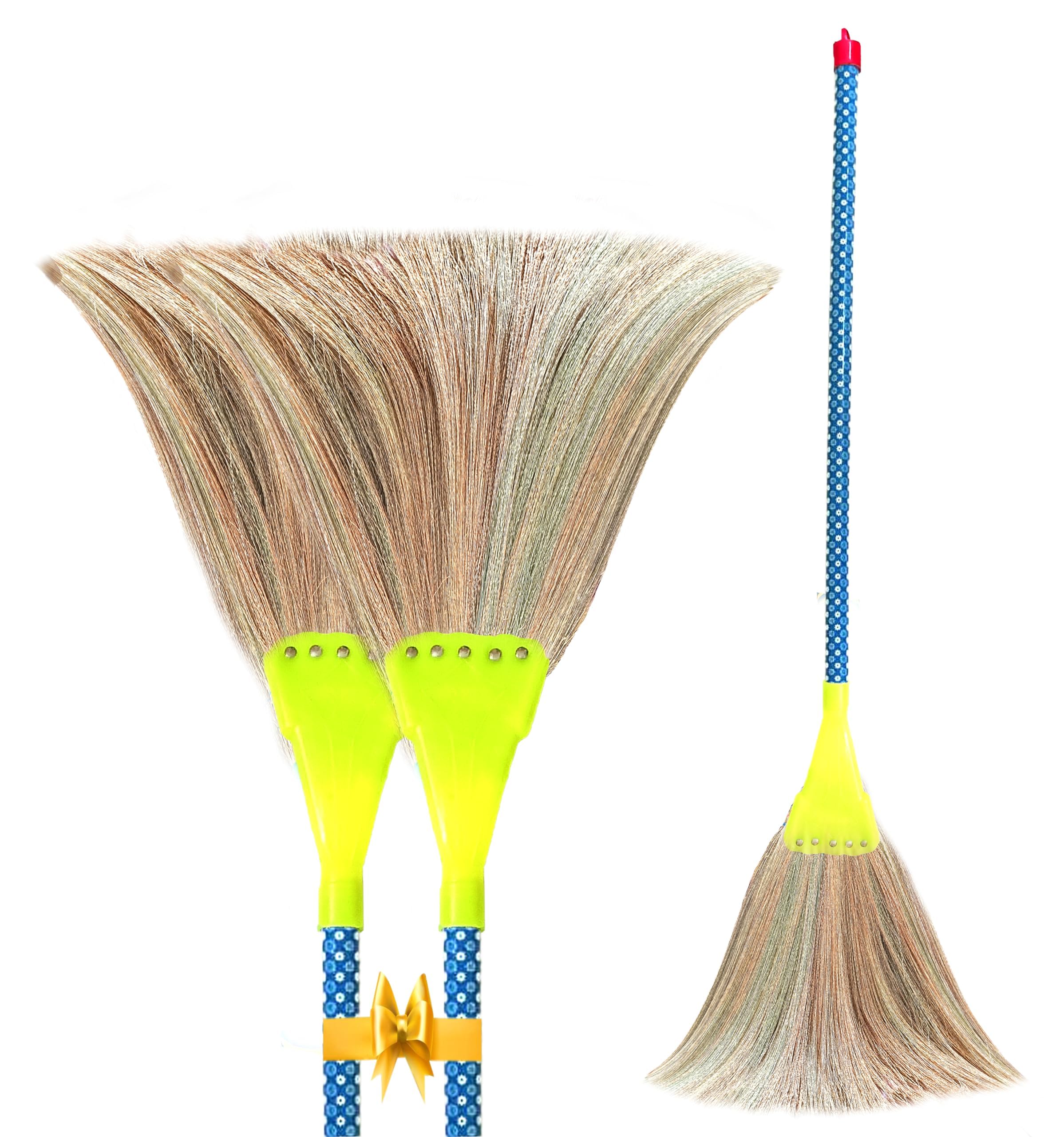 MS Diamond Indonesia Less Dust Grass Broom, Wooden Longhandle Jhadu for Home Cleaning (1)