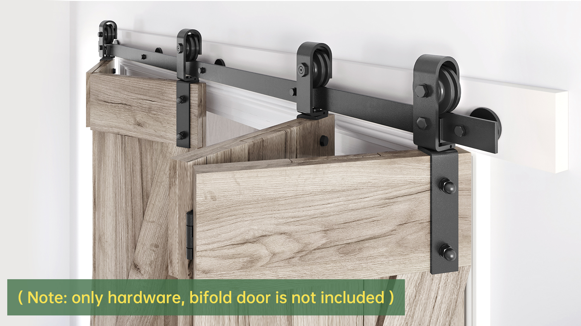 52 Bifold Sliding Barn Door Hardware Track Kit,Side Mounted Black J Shape Roller,Smoothly and Quietly,Assembly Easy,Fit Four 12 Bi-Folding Doors (Door Not Included)