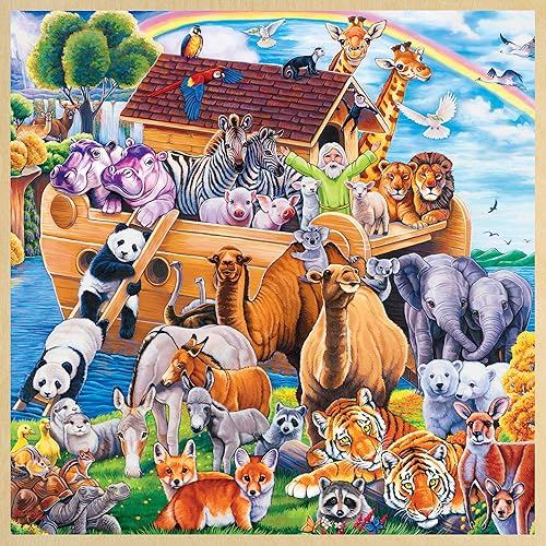 Miniatura 2 de Masterpieces Rompecabezas de 48 piezas de hechos divertidos para niños, rompecabezas de madera del arca de Noé, 12 x 12 pulgadas