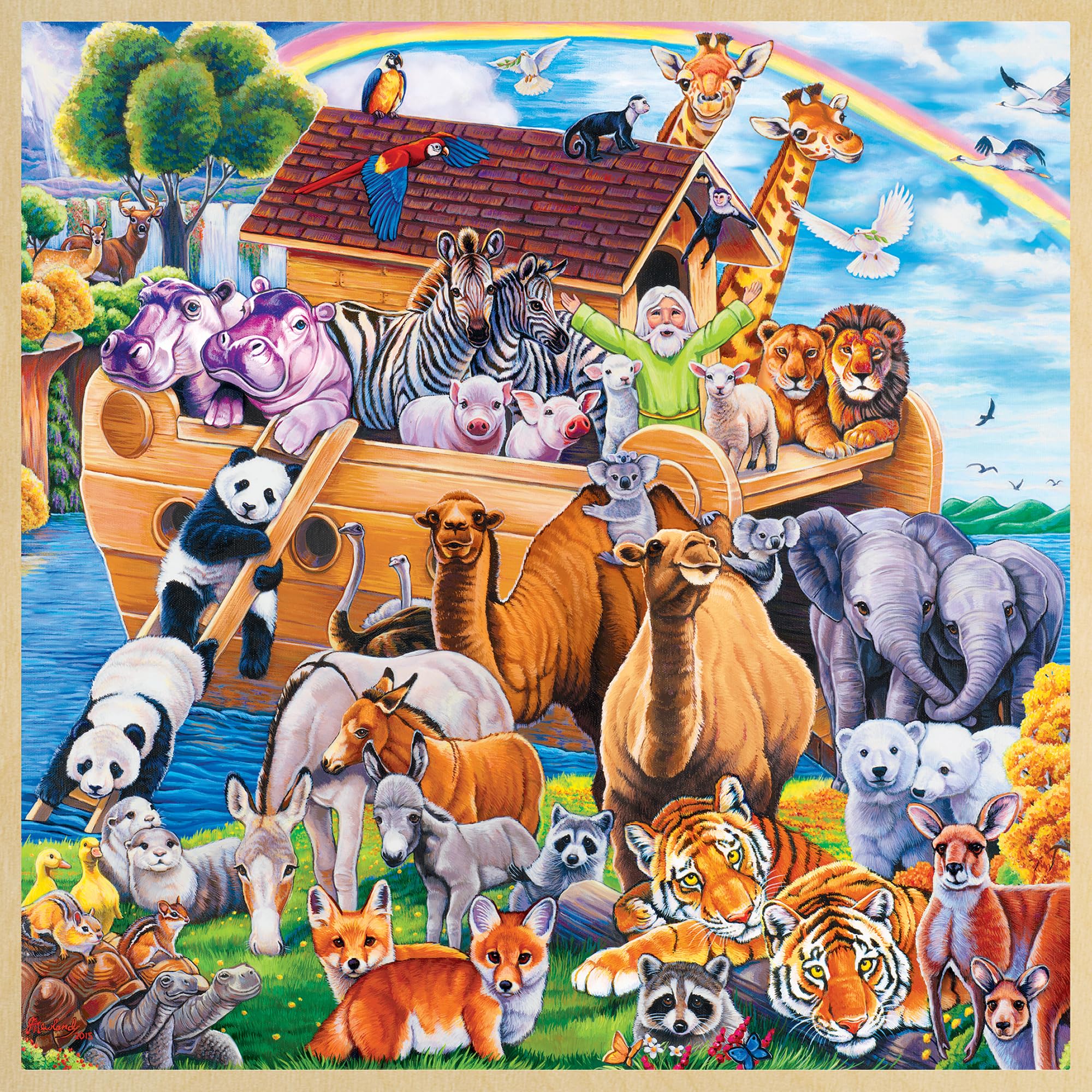 Masterpieces 48 Piece Fun Facts Jigsaw Puzzle for Kids - Noah's Ark Wood Puzzle - 12"x12" - Image 2