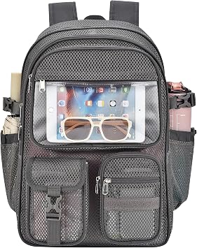 Heavy Duty Mesh Backpack for School, Lightweight Black Book Backpack for Beach,TravelCharcoal Gray