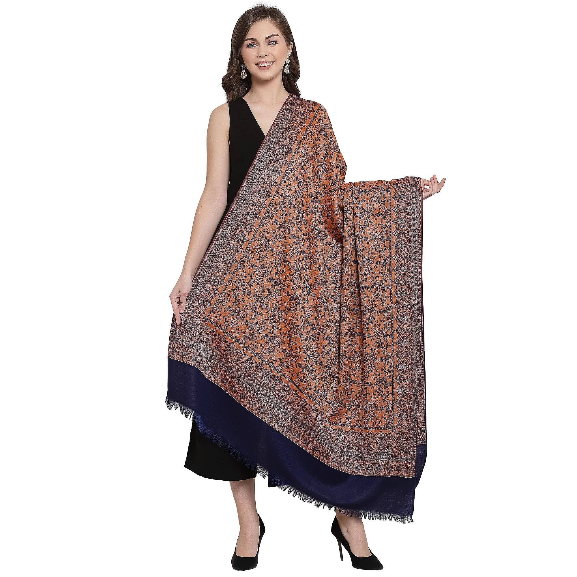 Pashtush Women's Shawl, Faux Pashmina, Soft and Warm, Navy Blue