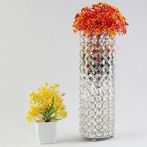 Miniatura 3 de ARTESANS CRAFT - Jarrón cilíndrico de cristal hecho a mano para Navidad, boda, centros de mesa decorativos, aniversario, decoración del hogar (3.2