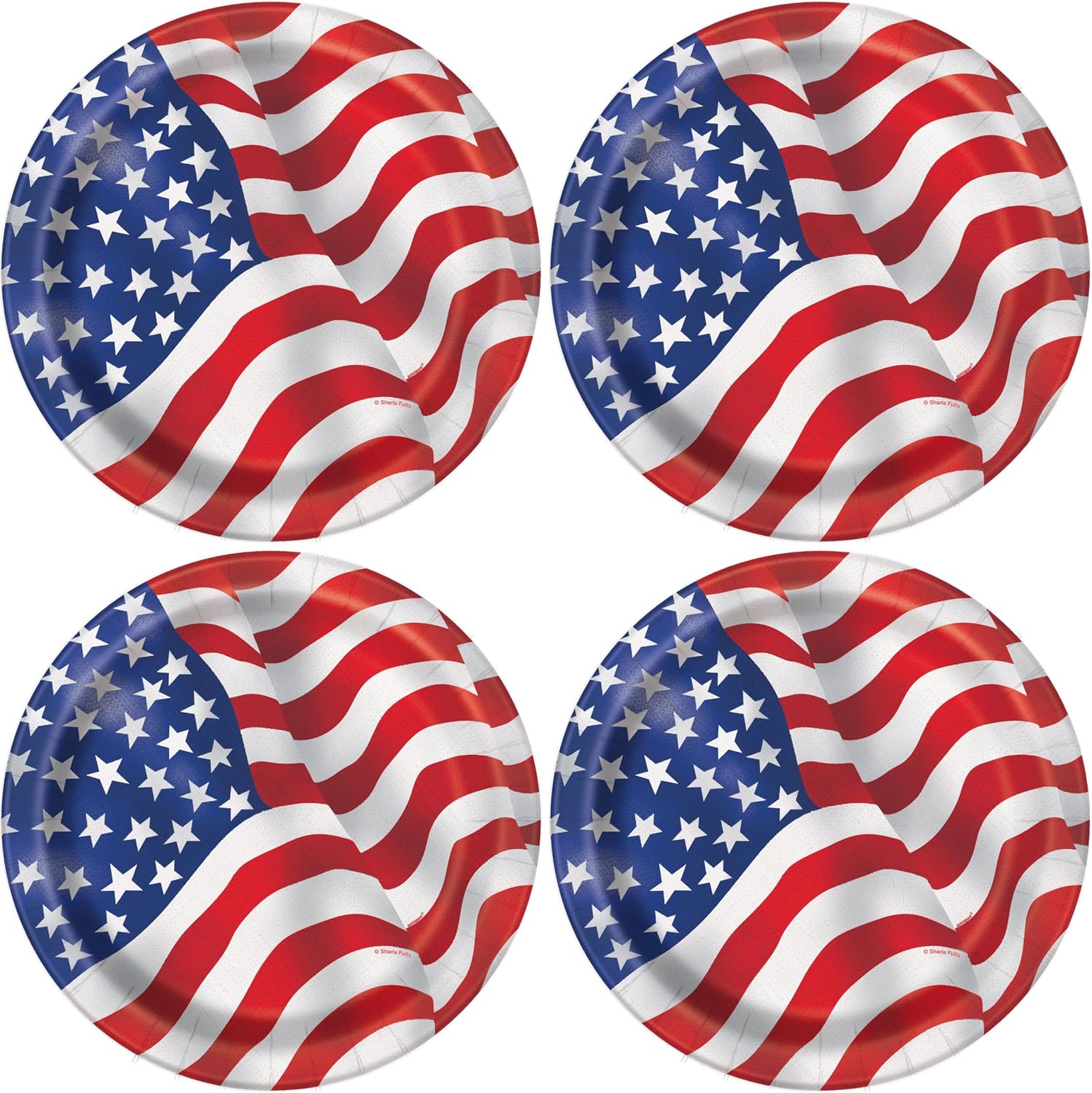 Unique Round Dessert Paper Plates-7" | US Patriotic | 8 Pcs, 6.875", Multi (Pack of 4)