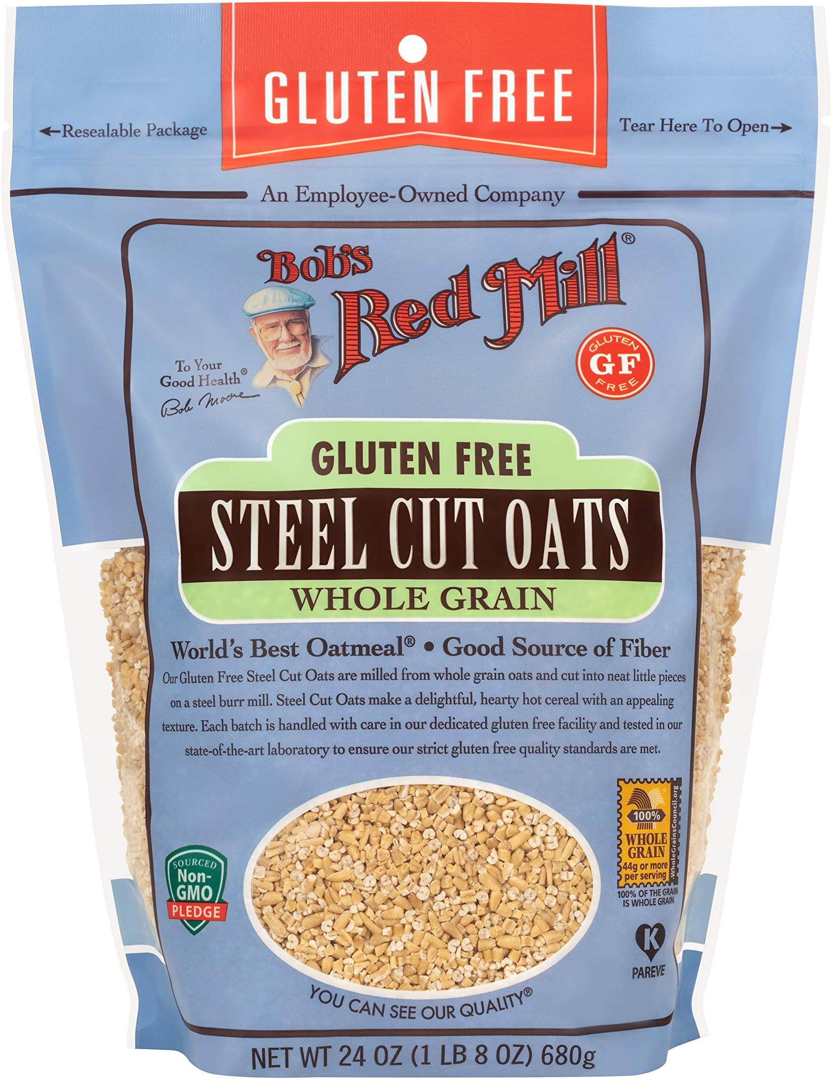 Gluten Free Steel Cut Oats, Whole Grain, Good Source of Fiber, 680g Pouch