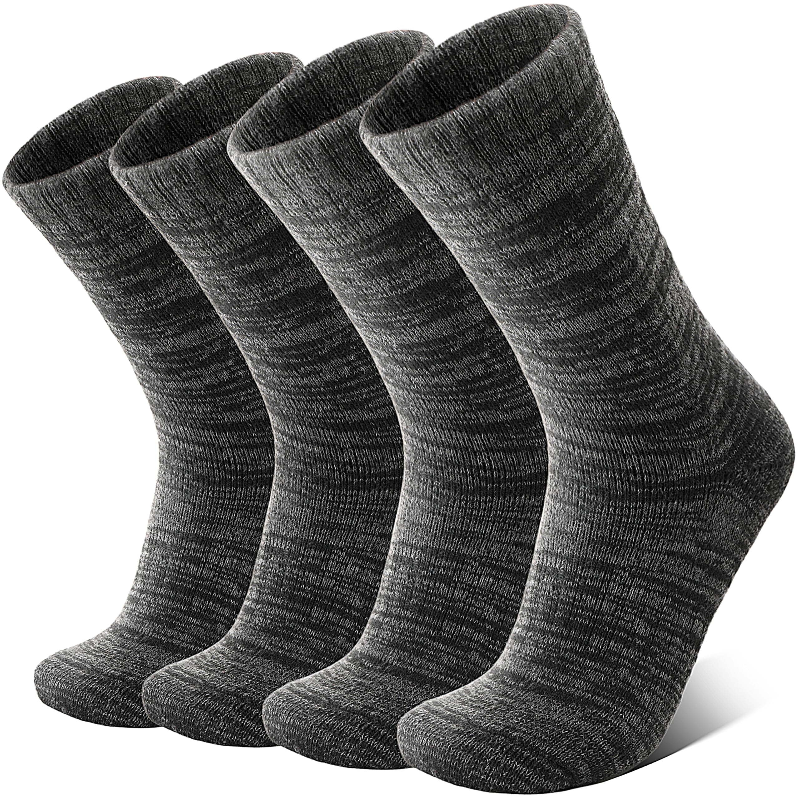 Anlisim Merino Wool Warm Boot Hiking Socks Thermal Extra Thick Winter Cozy Crew Comfy Cushioning Work Women Men Socks 4 Pairs