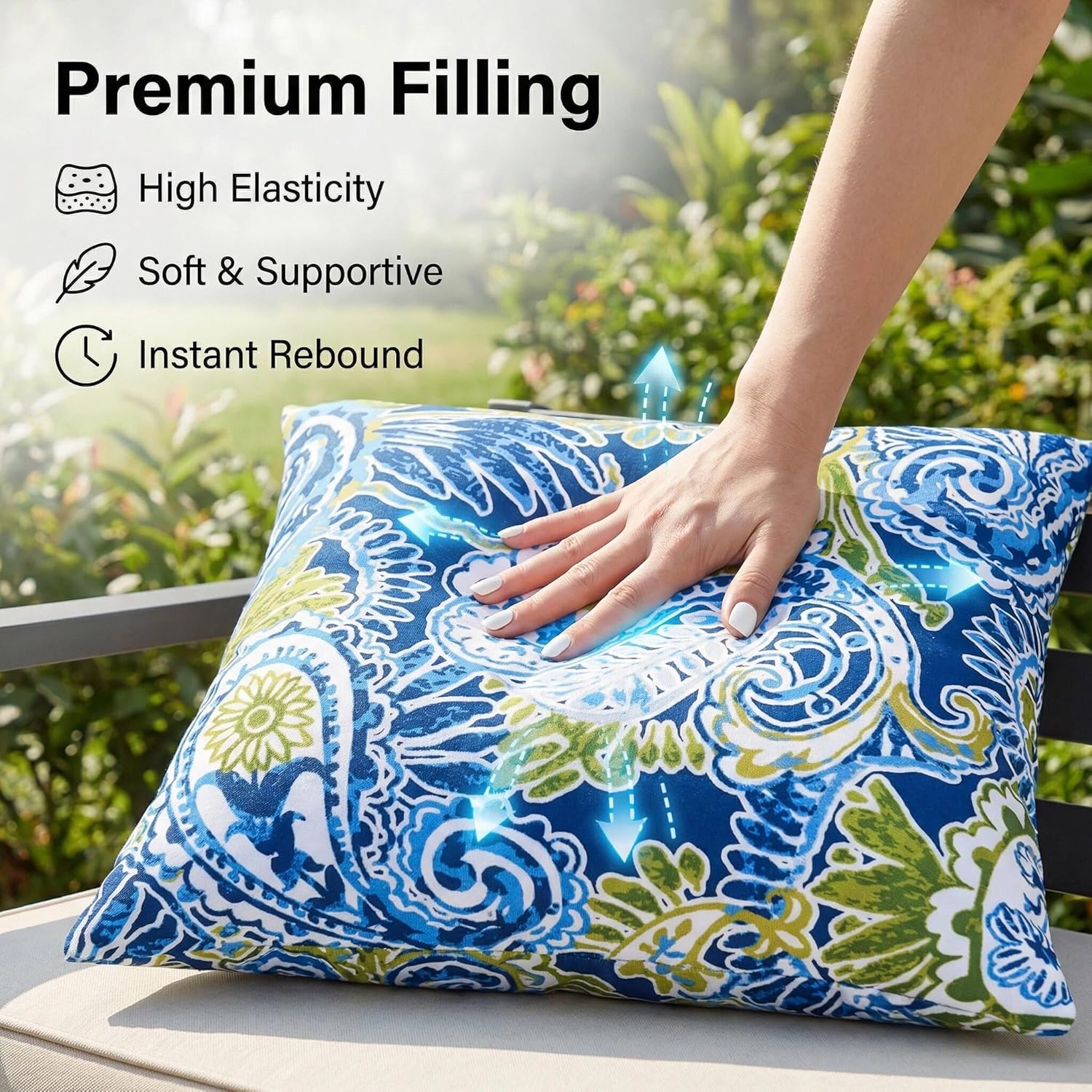 JMGBird 18"x 18" Throw Pillow Set of 2 Decorative Outdoor Square Pillow Soft Cushion, Home Decor for Furniture, Patio, Couch, Bed, Sofa, Bedroom