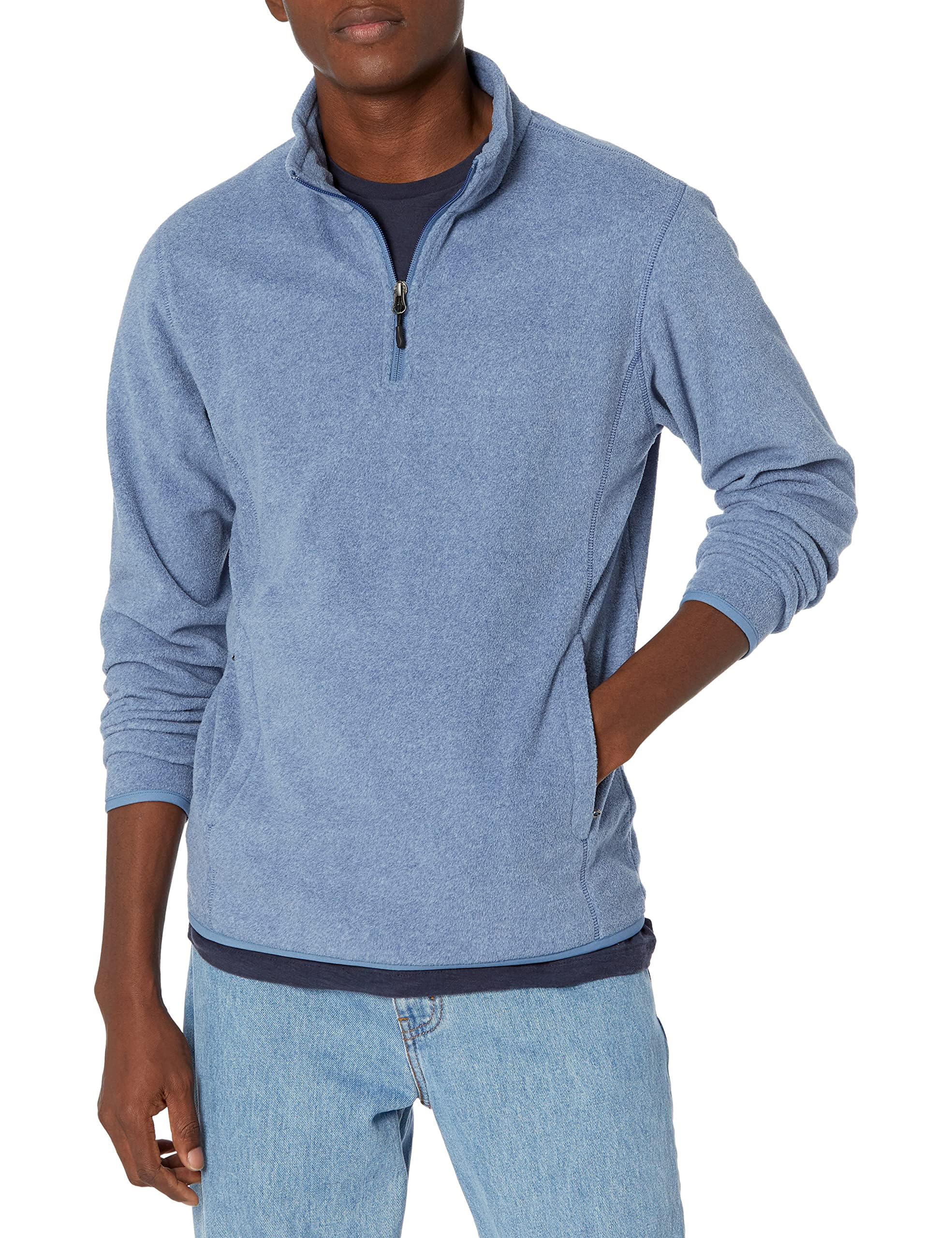 Amazon Essentials Men's Quarter-Zip Polar Fleece Jacket, Blue Heather, XS