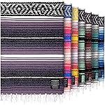 Hydration Nation Authentic Large Handwoven Mexican Blanket - Soft Yoga- Durable Serape- Lightweight Falsa, Beach, Camping, Picnic, Outdoor Blanket 70x50 - Lavender Jade