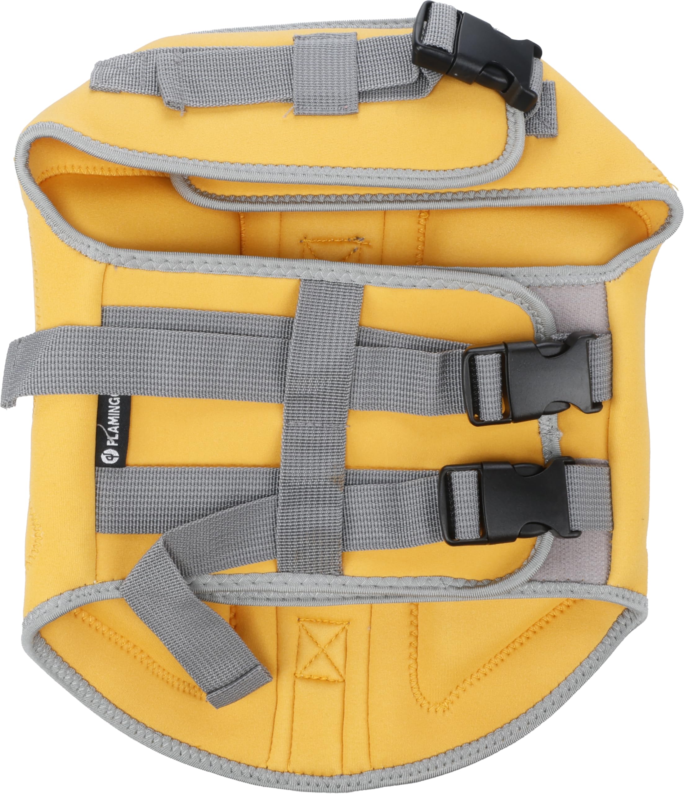 salvagente cane - giubbotto salvagente cane - Flamingo Swimmy giallo - XS A:22 cm B:30-34 cm C:43-49 cm - poliestere - schiuma EPE - regolabile - bande riflettenti - anello per guinzaglio