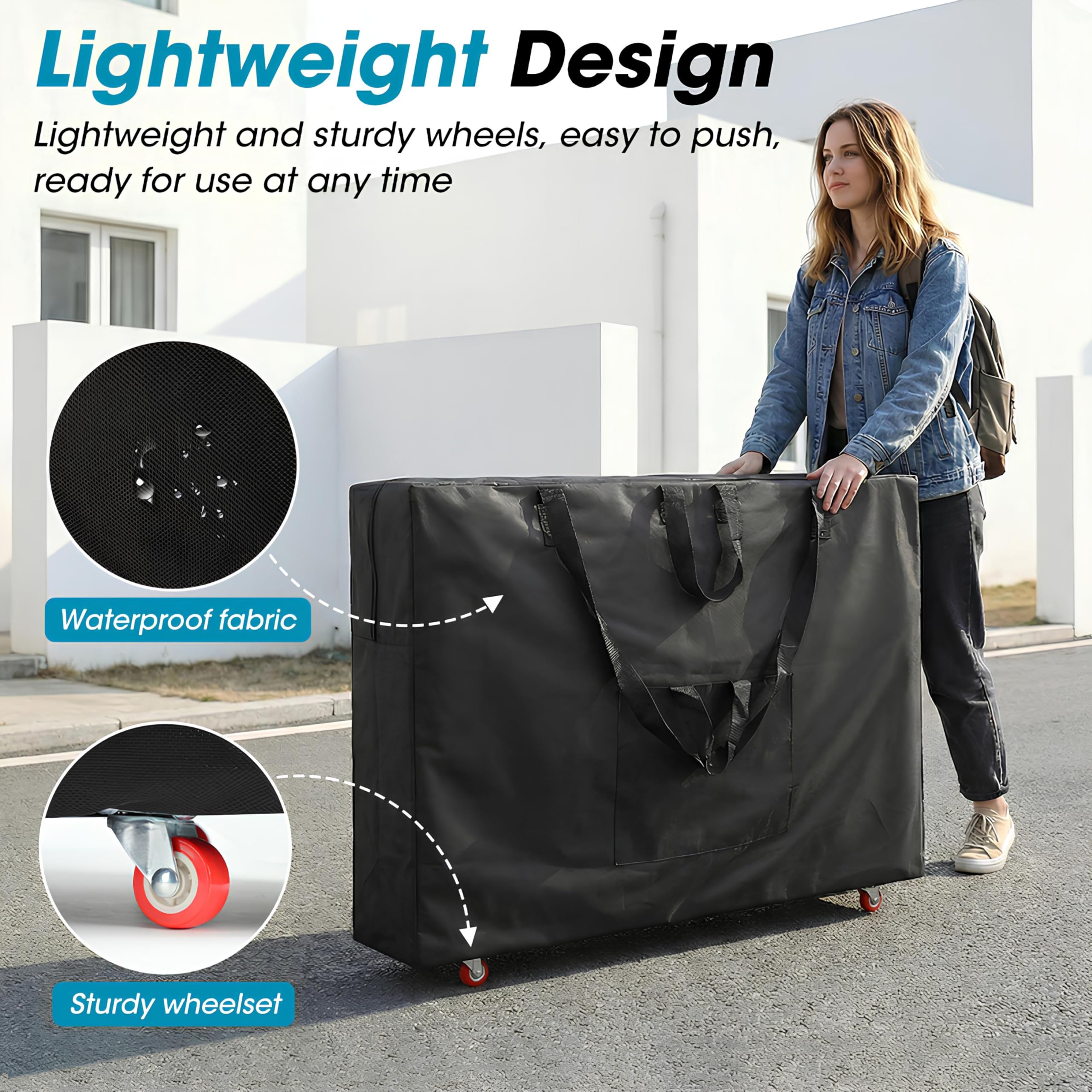 Qivine Bolsa de Transporte para Camilla Masaje Portátil con Ruedas, 95 x 73 x 22 cm Bolsa de Transporte para Camilla de Masaje con Asas, Bolsa de Almacenamiento