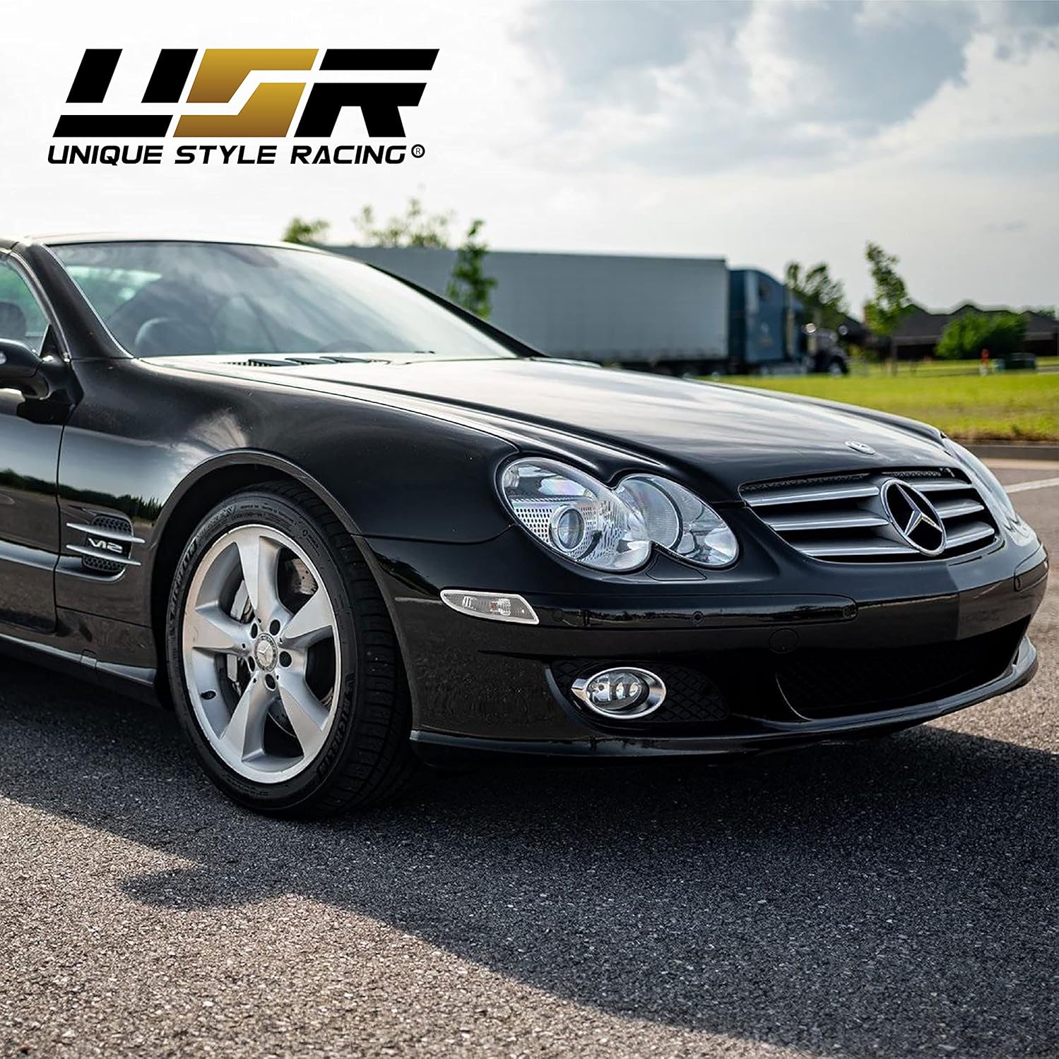 USR 07-08 R230 SL Class Clear Bumper Side Marker Lights Assembly Set (Left + Right) Compatible For 2007-2008 Mercedes Benz R230 SL Class