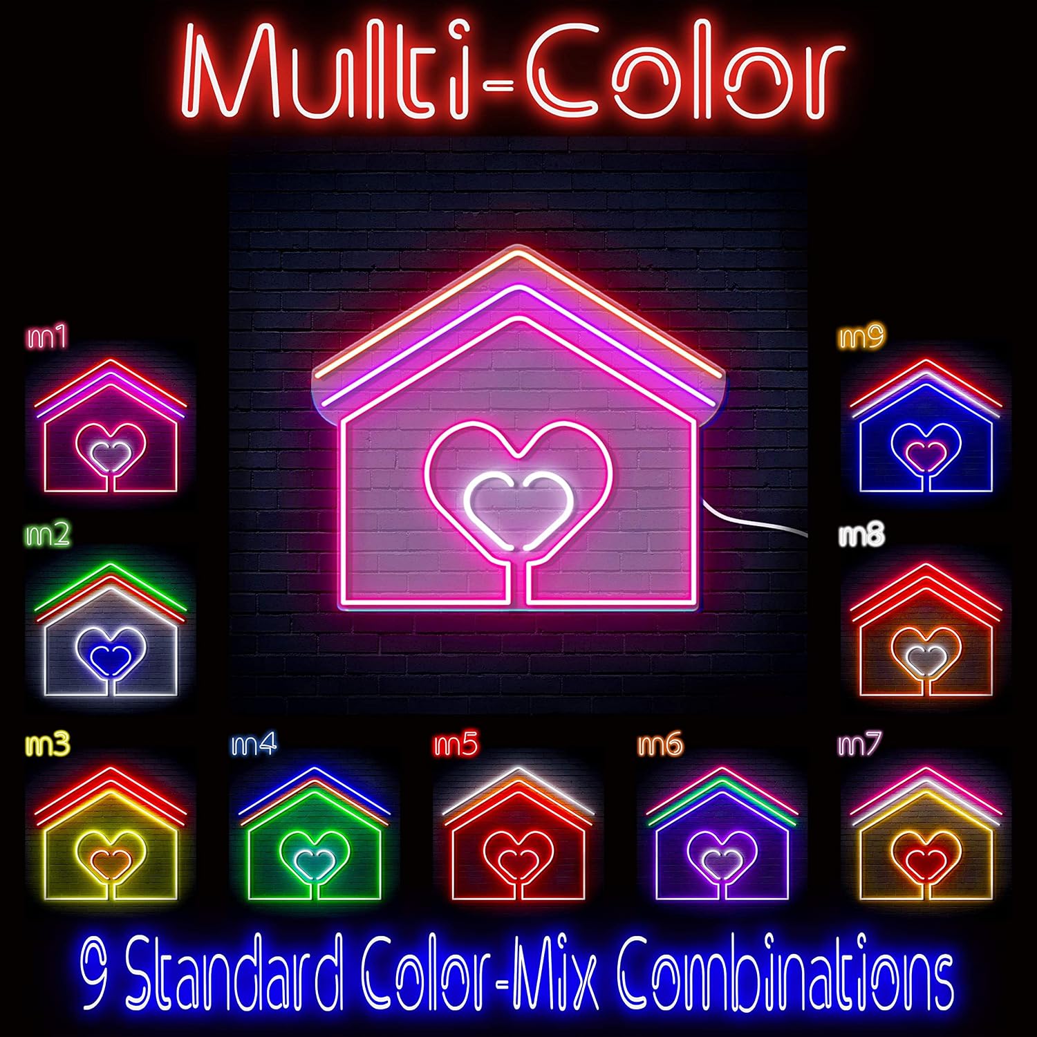 ADVPRO Love in Home Extra-Large Ultra-Bright LED Neon Sign - Multi-Color 6 - st16s54-fn-j0009-m6