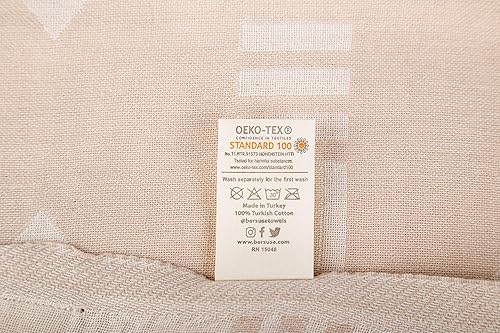 Miniatura 6 de Bersuse Manta turca 100% algodón Belice XL, 75 x 90 pulgadas, color beige
