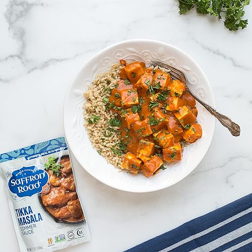 Miniatura 8 de Saffron Road Tikka Masala Salsa Simmer - Sin OMG Sin gluten Halal Kosher Vegetariana 7 onzas paquete de 8