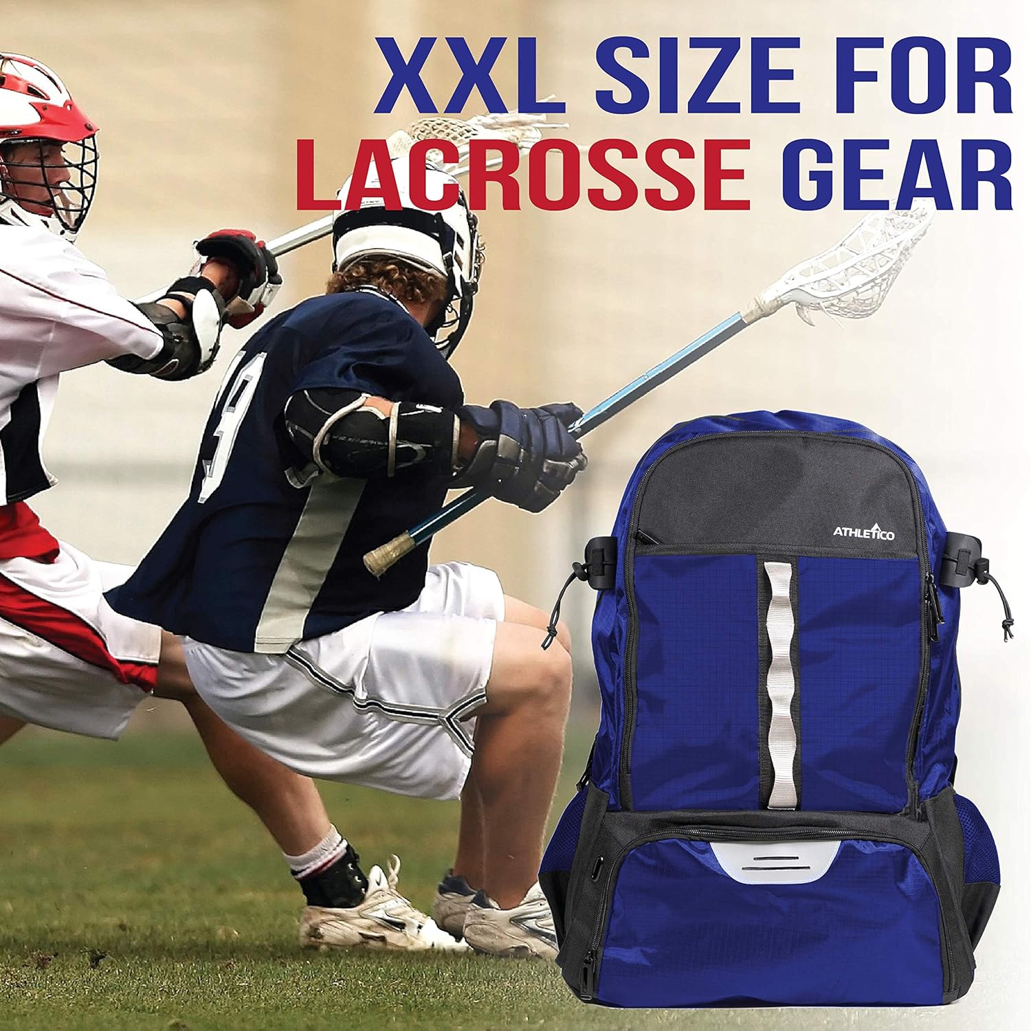 Athletico Lacrosse Bag - Extra Large Backpack for Field Hockey Equipment - Two Stick Holders and Separate Cleats Compartment - Image 9