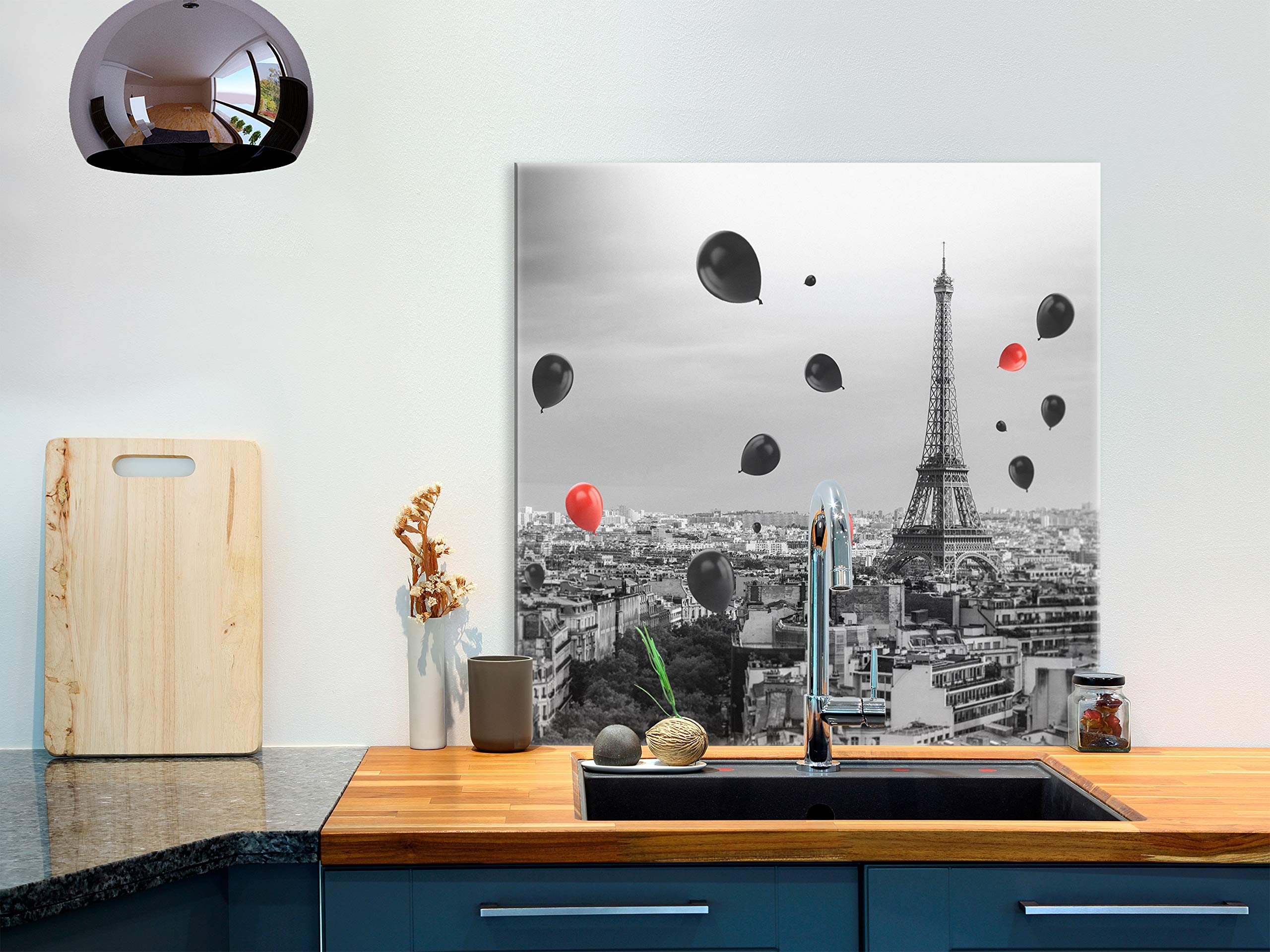 murando - Pannello Paraschizzi Cucina in Vetro Temperato Parigi 80x80