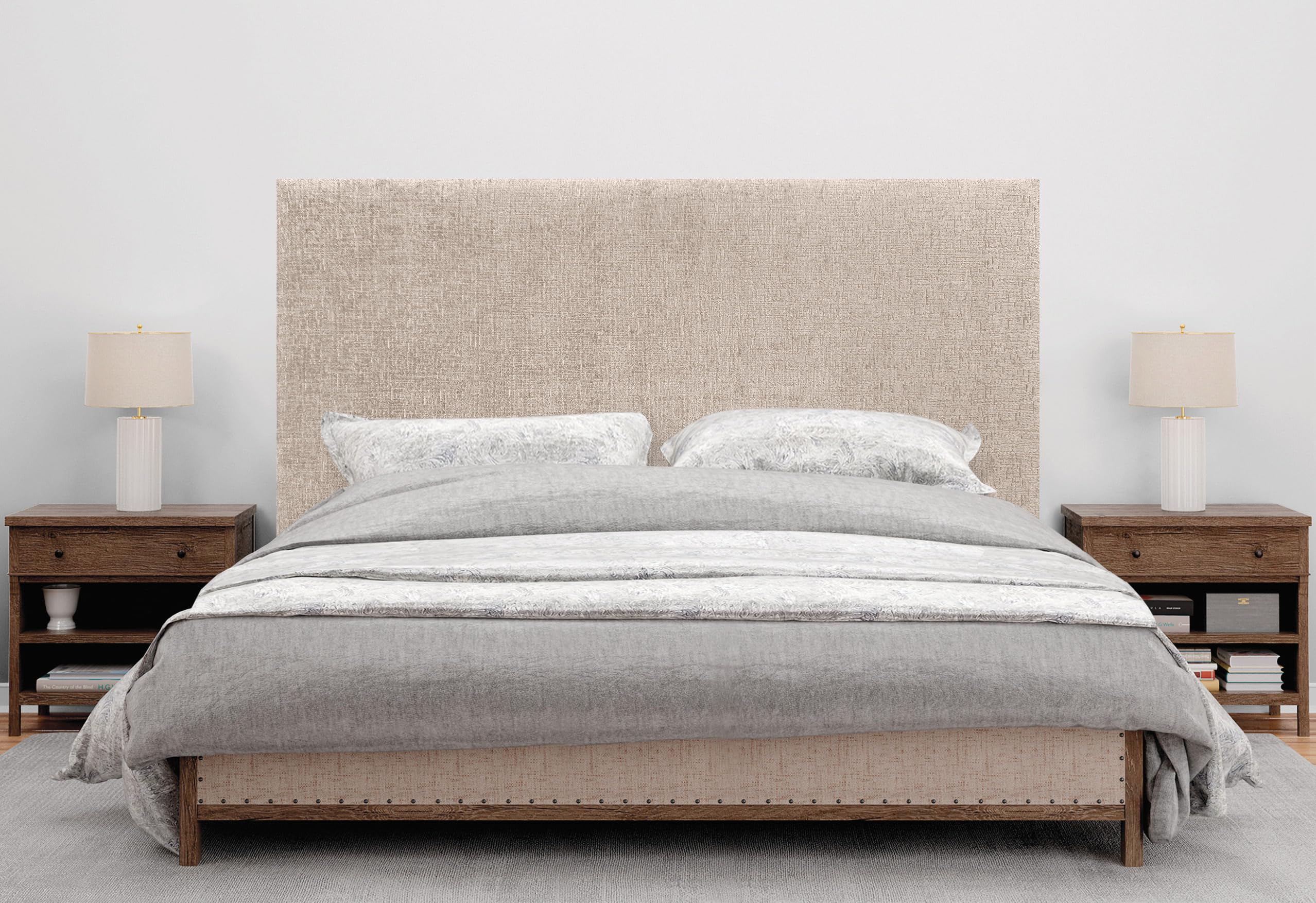 DHOME Testiera Liscia in Lana Ecologica Fino a terra Spessore 8cm Testata Letto Imbottita Stile Moderno per Camera da Letto Top Trending (Beige, 80cm)