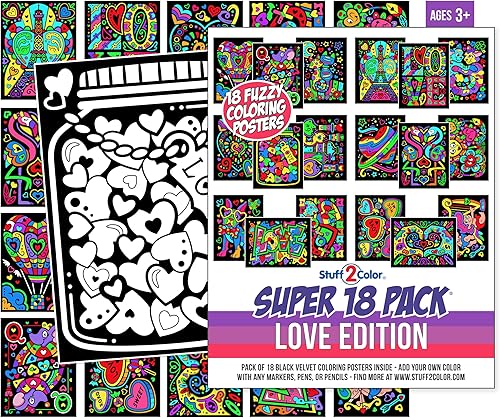 Miniatura 4 de Paquete de 18 pósteres de terciopelo mullido para colorear (edición de amor), ideal para artes y manualidades del día de San Valentín, actividades
