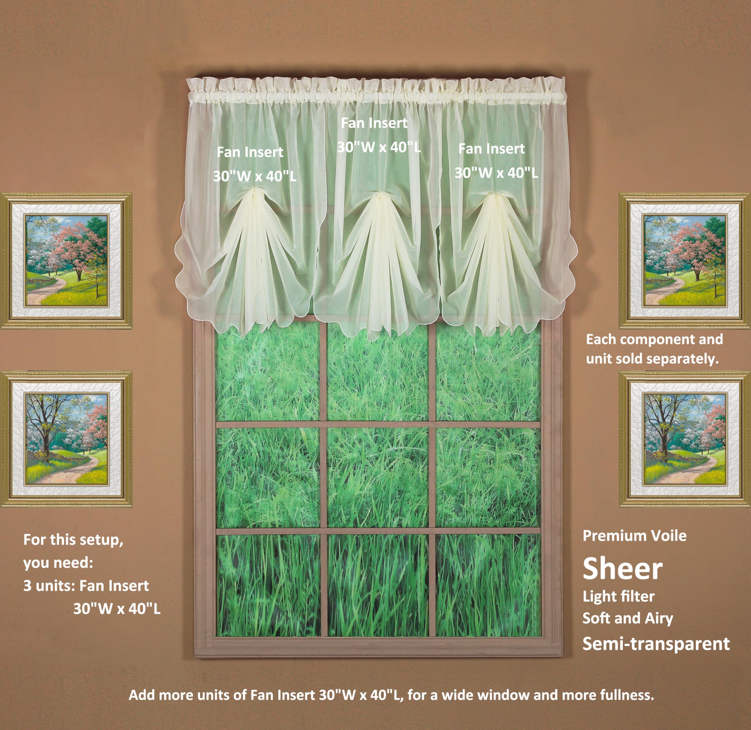 Today's Curtain Emelia Original Cantonnière en Voile, écru, 76,2 x 101,6 cm (l x L)
