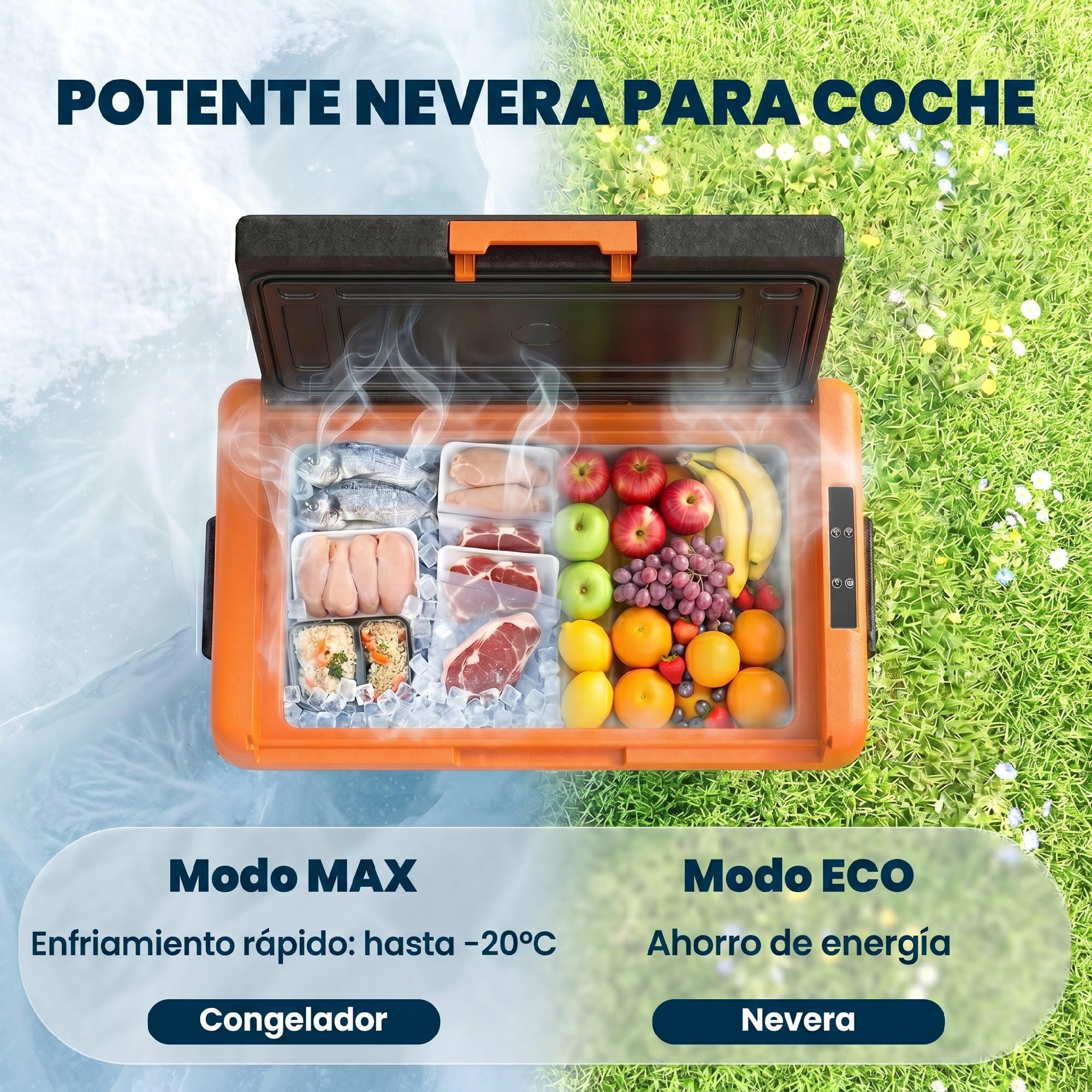 Outsunny Nevera Portátil Eléctrica 40L Refrigerador de Coche 12V/24/240V hasta -20℃ Mini Frigorífico con Compresor Pantalla LED Táctil para Hogar Camping Viajes Automóvil Barco 58,7x36,5x43,8 cm Negro
