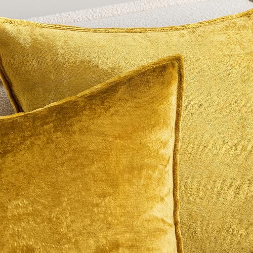 Miniatura 2 de MIULEE - Paquete de 2 fundas de almohada decorativas de terciopelo suave doradas, fundas de almohada cuadradas sólidas para sofá, dormitorio y