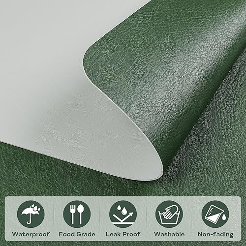 Miniatura 3 de Juego de 6 manteles individuales de piel sintética, resistentes al calor, reversibles, impermeables, lavables, para fiestas en casa, exteriores,