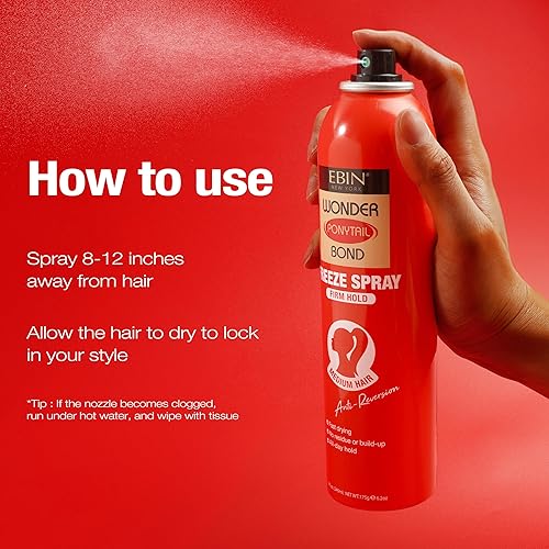 Miniatura 6 de EBIN NEW YORK Wonder Tail Bond Freeze Spray de fijación firme, cabello mediano de 8 onzas, sujeción de larga duración, control de encrespamiento 24