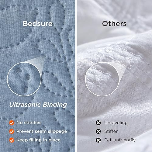 Vista 165 de Bedsure - Juego de colcha tamaño individual extralargo, ultrasónico suave, diseño de trébol, colcha ligera para todas las estaciones