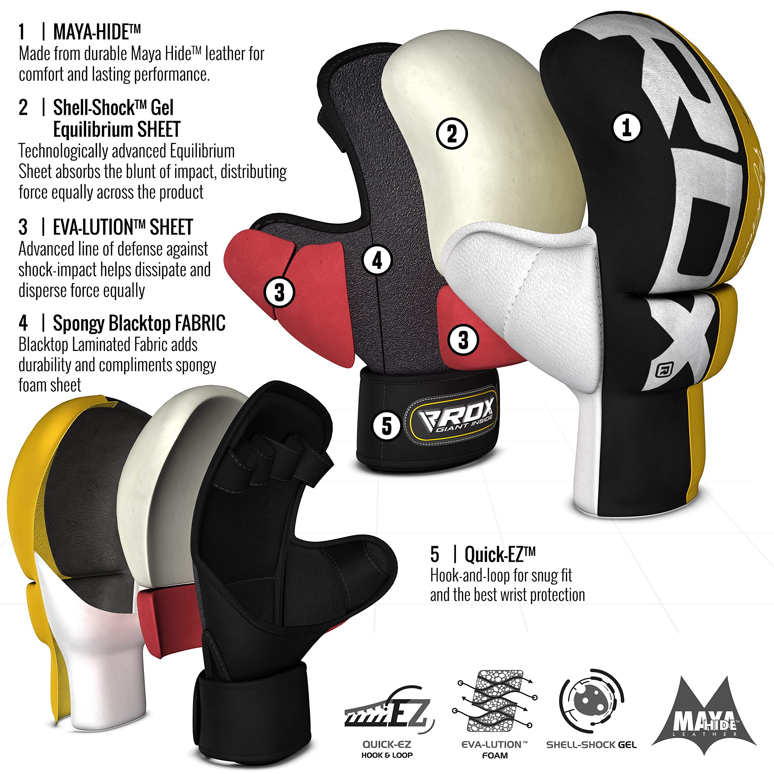 RDX Maya Cuero Guantes Boxeo Saco Sparring Entrenamiento Mitones Muay Thai Kick Boxing