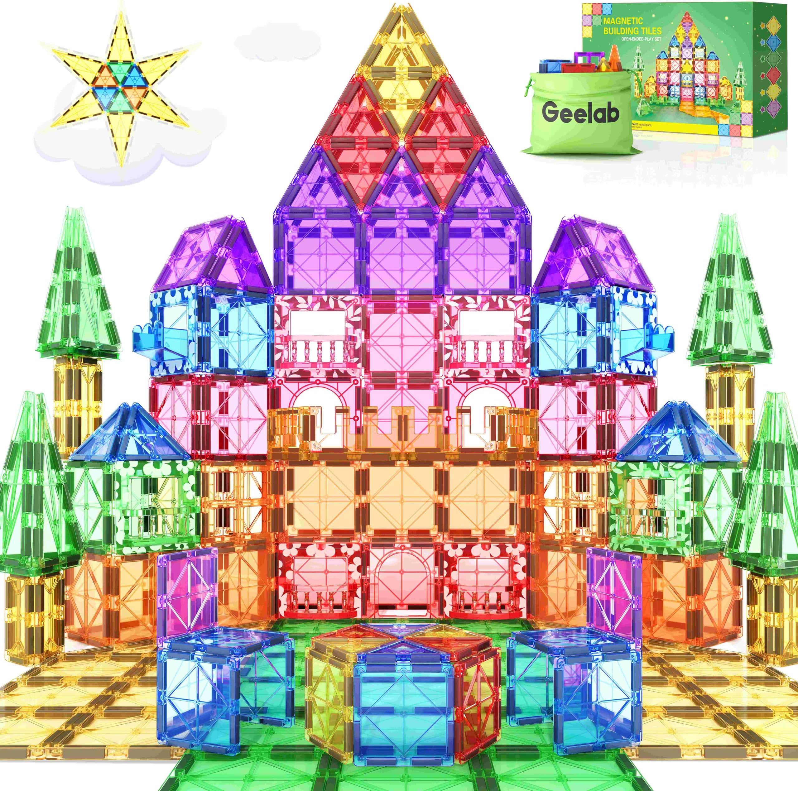 Magnetic Tiles Toys for 3+ Year Old Boys Girls, Toddler Montessori Learning Educational Toys, Magnet Building Blocks for Kids Ages 4-8, Christmas Birthday Gifts for 3 4 5 6 7 8 Year Old Boys Girls