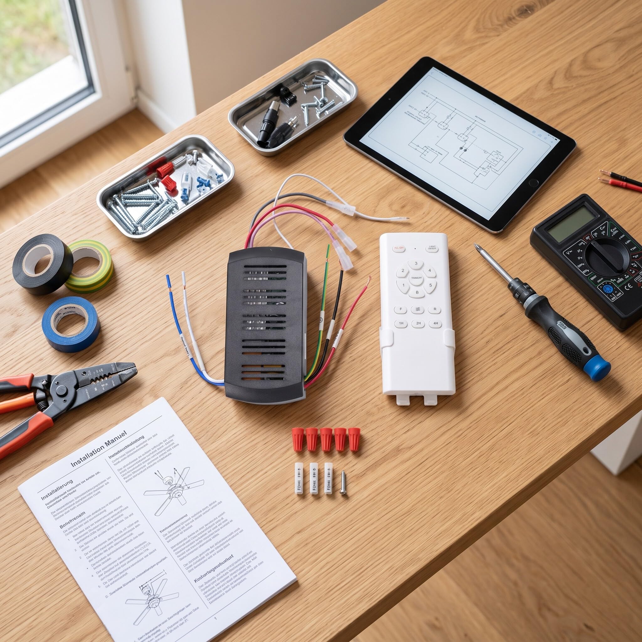 Ejoyous Kit de Control Remoto para Ventilador de Techo, Control Remoto Universal para Luz y Velocidad de Ventilador de Techo con Temporizador y Regulador de 6 Velocidades para Hun