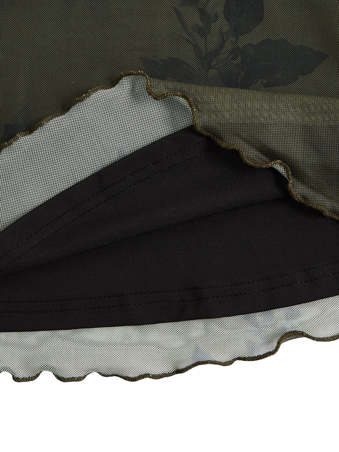 Verdusa Women's Mini Dress Floral Spaghetti Strap Mesh Dresses Going Out Festival Concert Outfits Grunge Gothic Clothes: Medium Dark Green