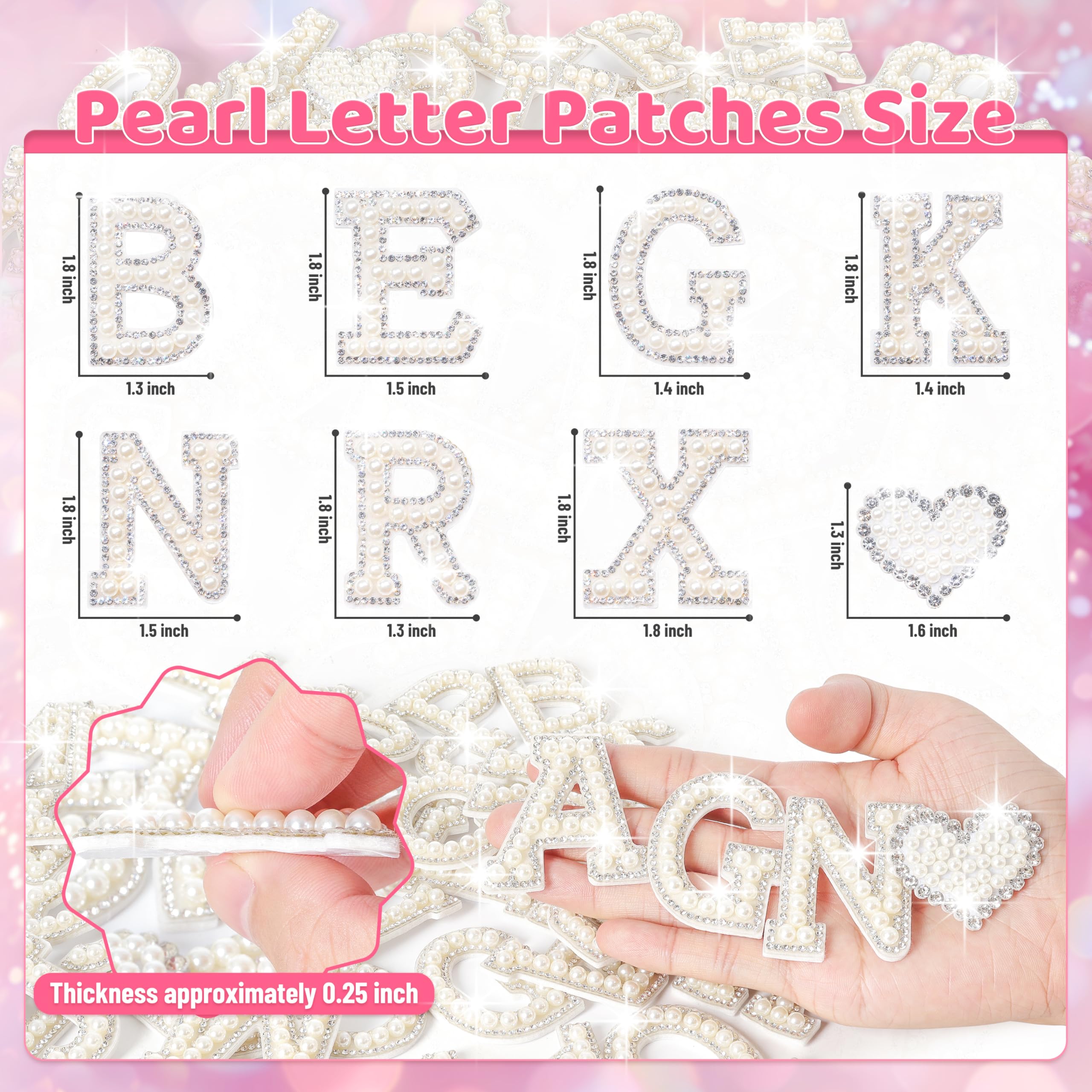 2 STUKS Roze Strass Opstrijkbare Patches 26 Letters A-Z Witte Parel Glanzende Strass Alfabet Patch Glitter Letter Applique Strass Parel Engels Alfabet Voor doe-het-zelf knutselbenodigdheden | SHEIN Nederland