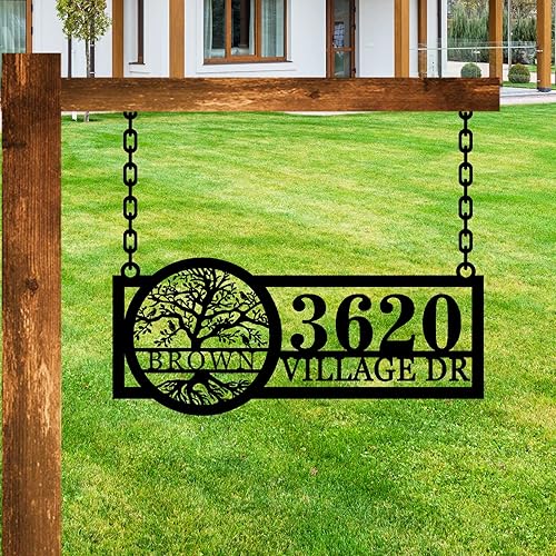 Custom Metal Hanging Address Sign, Hanging Address Sign for